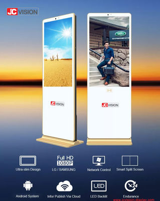 Android/Windows OS 65 Zoll Weißes Fußbodenstand Digital Signage für die Anzeige 4k- 7/24 D/H