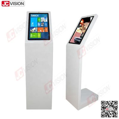 Jcvision 21,5 Zoll Selbstbedienungs-Digital-Interaktiver Informationskiosk L-Typ Vertikalbildschirm Touchscreen-Kiosk Weiß