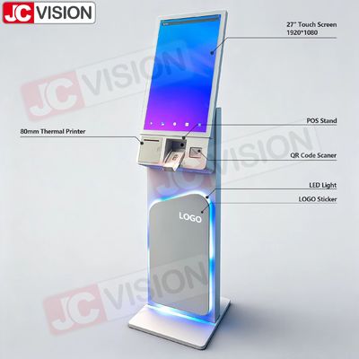 Personalisierter 27 Zoll Fläche Stehender Touchscreen Kiosk Interaktiver Zahlung Kiosk Selbstbedienung Kiosk mit Drucker QR Scan Terminal