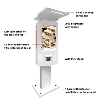 32 Zoll Outdoor IP65 Self-Service Kasse Kiosk mit Aluminium Gehäuse