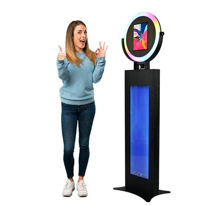 Rundkopf Ipad-Passfotoautomat-Stand-Blatt-Metallfuß mit bereiftem Acryllampenschirm